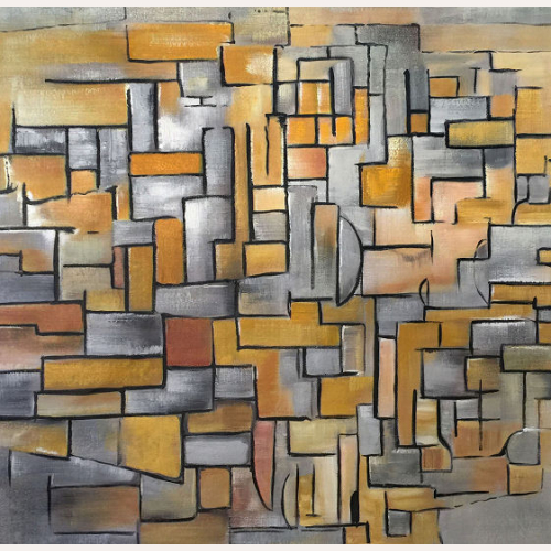 Kompozycja szaro pomarańczowa - Piet Mondrian