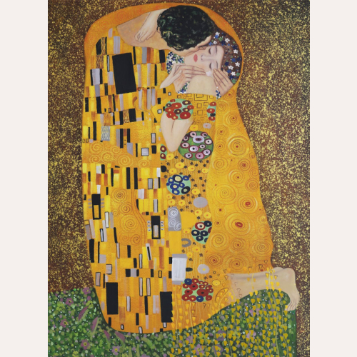 Obraz olejny namalowany Pocałunek Gustav Klimt kopia