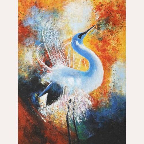 Abstrakcja obraz olejny Żuraw