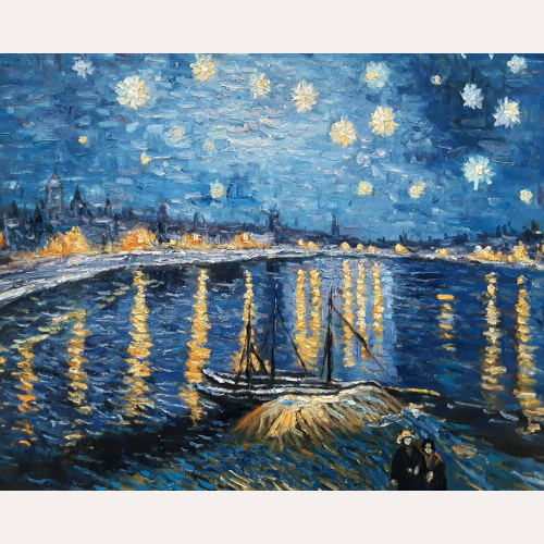 Gwiaździsta noc nad Rodanem (70x60 cm)- Vincent van Gogh