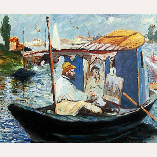 Monet pracujący na swojej łodzi - Edouard Manet