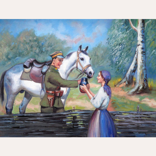 Ułan i dziewczyna - Jerzy Kossak