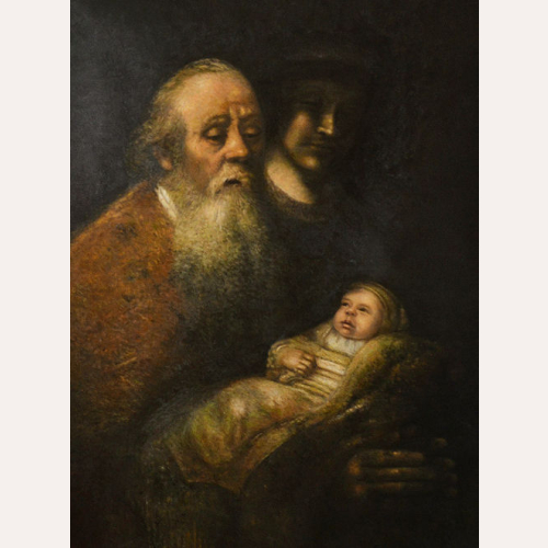 Starzec Symeon i Dzieciątko Jezus w świątyni - Rembrandt van Rijn